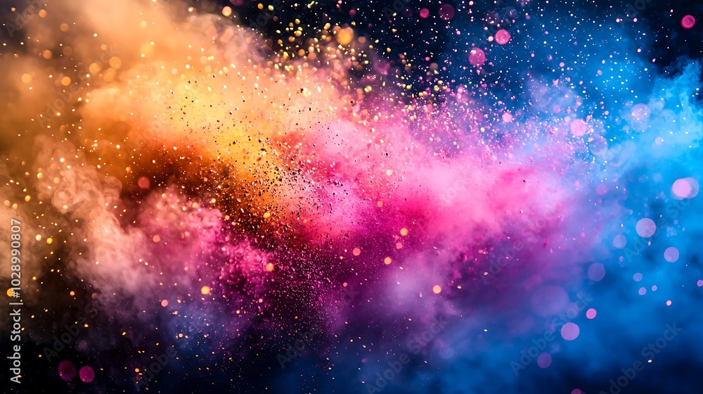 Poster colorful explosion with bokeh lights abstract background texture