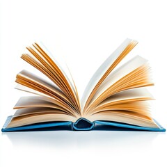 Fototapeta premium Open Book with Blue Cover on White Background