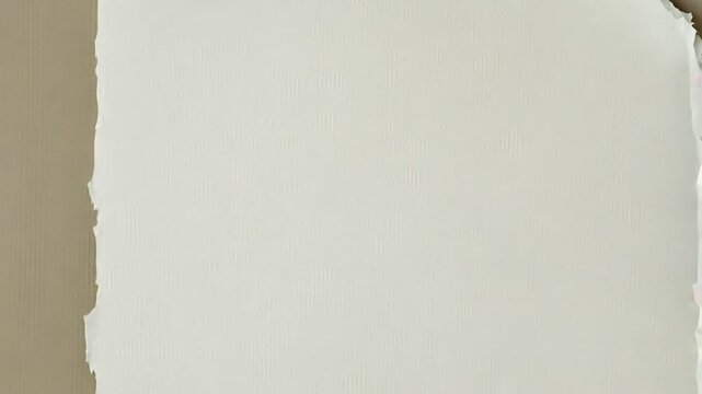 Turned blank page with uneven textured edges. set of torn white paper sheets, zoom in. 4K quality, for opening or closing videos
