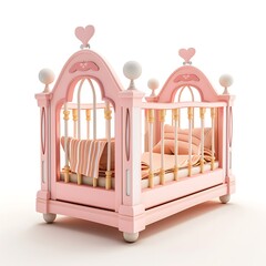 Cot for baby isolated on white background