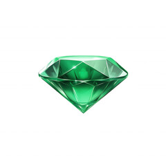 Shiny green diamond, isolated on transparent background