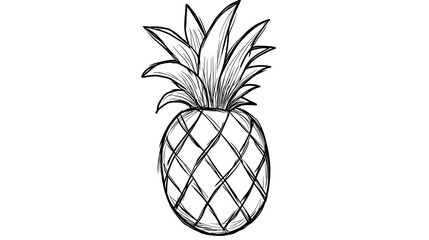Obraz premium Sketch of ripe pineapple, hand-drawn illustration of tropical fruit, isolated on white background