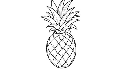 Obraz premium Sketch of ripe pineapple, hand-drawn illustration of tropical fruit, isolated on white background