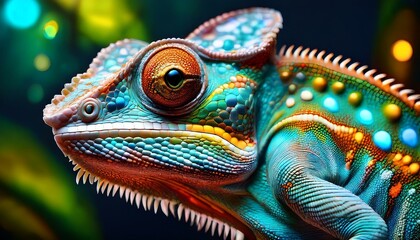 Fototapeta premium Colorful Chameleon Close-Up