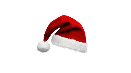 Santa Hat with Fur Trim on Transparent Background