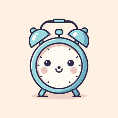 Alarm clock ringing illustration. flat style clock vector illustration. cute clock vector 