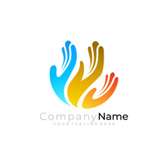 Hand care logo with social design community, unity logos