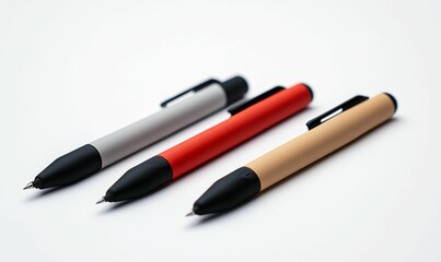 Three pens on white background.
