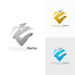Abstract love logo and arrow design template, affection icon