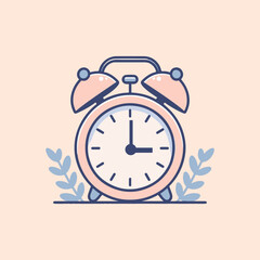 Alarm clock ringing illustration. flat style clock vector illustration. cute clock vector 