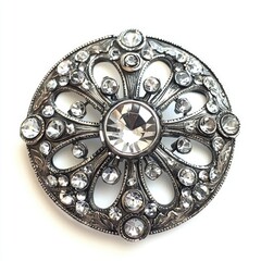 Vintage Crystal Brooch Pin with Retro Art Deco Patterns