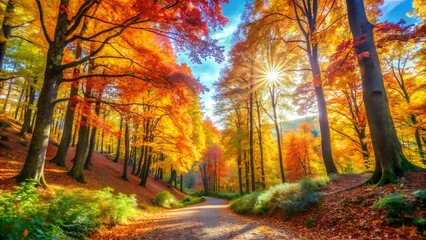 Obraz premium A colorful autumn forest. autumn in the forest.