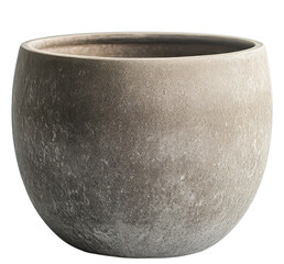 Rustic stone flower pot with a weathered texture on transparent background.