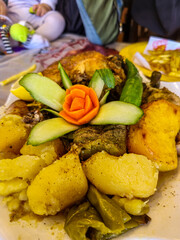 Delicious Middle Eastern Shawarma with Crispy Fries on Plate