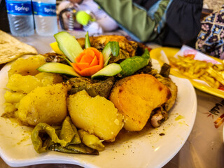 Delicious Middle Eastern Shawarma with Crispy Fries on Plate