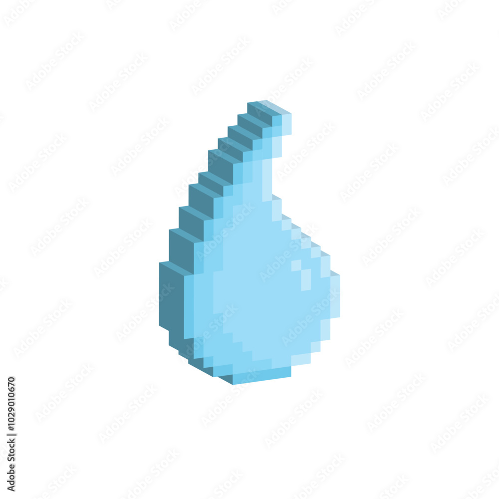 Aufkleber isometric 3d pixel water drop icon vector pixel art liquid element for 8 bit game