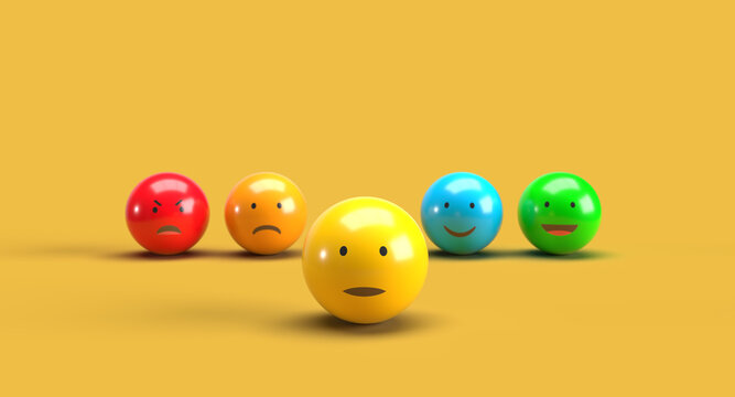 Emotion Faces on Yellow Background