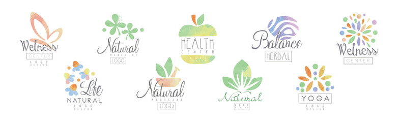 Natural Balance and Health Care Logo Design Vector Set