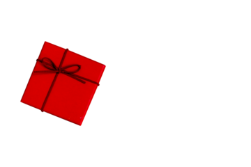 red gift box with ribbon on transparent background. chritsmas and new year celebration with space for text