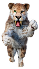 Obraz premium 3D Rendering Saber Toothed Tiger on White