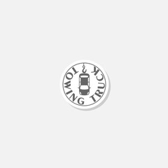 Towing car evacuation logo hook Icon sticker isolated on gray background