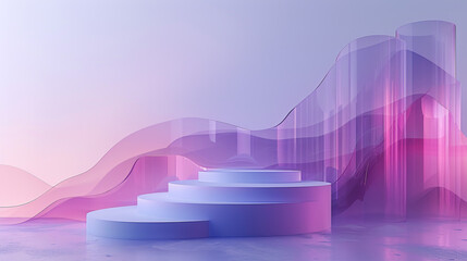 Sleek Glass Curves in Violet and Purple: Futuristic Pastel Wallpaper for Modern Design and Abstract Backgrounds.  