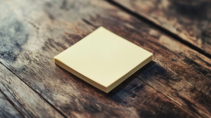 Fototapeta premium Sticky note, blank yellow post paper on wooden table background, copy space
