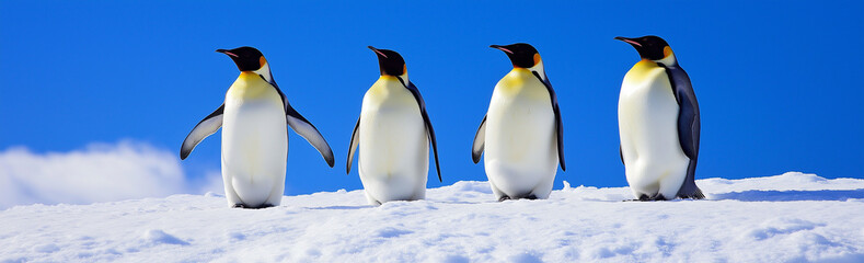 Fototapeta premium A day at the beach turns into an adventure for playful penguins