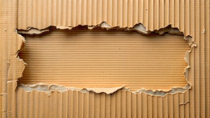 Fototapeta premium Torn corrugated cardboard with empty space, textured background, rustic design element