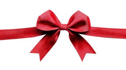 Fabric bow with red ribbon isolated on transparent background, created with Generative AI technology