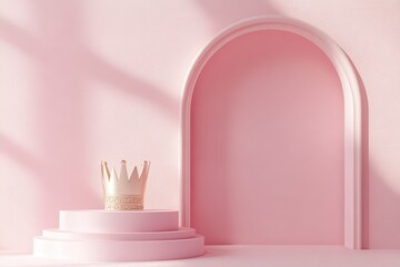 pink crown on pink background, elegant design
