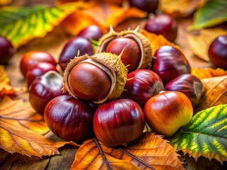 Macro Photography of Delicious Edible Chestnuts - Nature's Nutty Delights