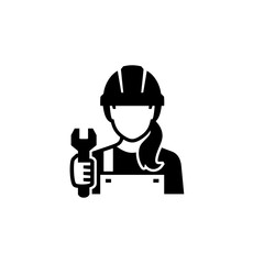 Woman Engineer Holding Wrench Vector Icon