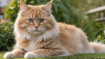 Obraz premium Cream siberian cat in the garden