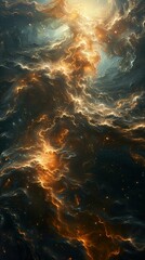 Obraz premium Cosmic Nebula: A Digital Painting of a Starry Galaxy
