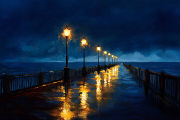 Fototapeta premium Nacht am Pier