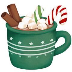 Retro Christmas Hot Cocoa in Vintage Mug