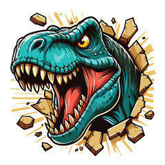 Hand drawn T-rex roaring Illustration © Aryasakti