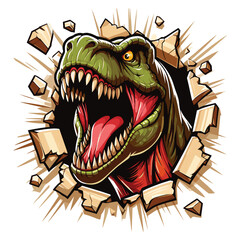 Hand drawn T-rex roaring Illustration © Aryasakti