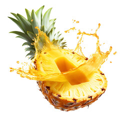 Pineapple Sliced Open with Juice Splash