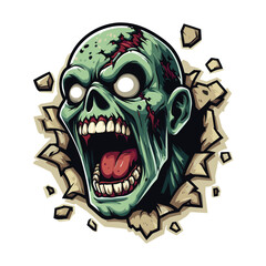 Hand drawn Zombie roaring Illustration