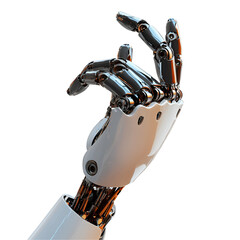 Naklejka premium Metallic Robotic Hand with Shiny Chrome Finish