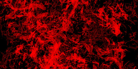 Dark seamless pattern red background fire texture for design. Old vintage distressed bright red fire burring paper illustration. Scary red wall. Luxury cosmic red fire tails pattern grunge in dark.