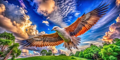 Fototapeta premium Majestic PNG Bird Gliding Through the Sky - Stunning Fashion Photography Inspiration