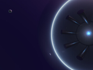 Raumstation im Orbit eines unbekannten Planeten - fiktive Illustration - kein KI © P.S.DES!GN