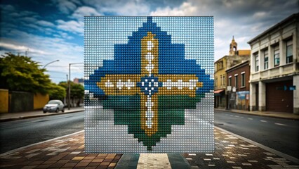 Martinique Map Flag in Grunge Mosaic Style for Infographics and Urban Exploration Photography