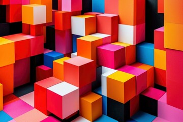 Obraz premium Abstract Composition of Multicolored Cubes