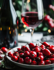 Red Berries and Wine Glass