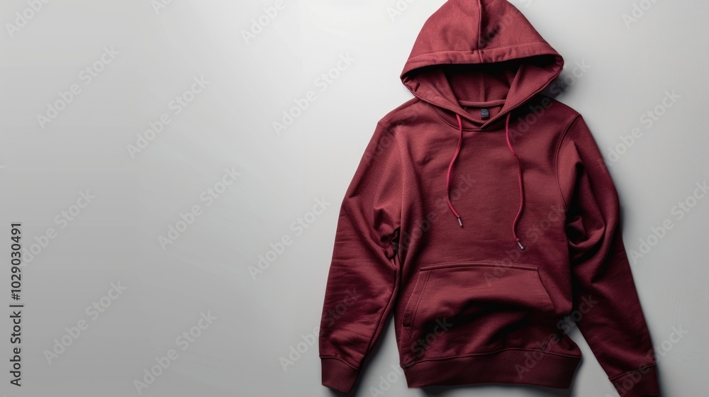 Wall mural Maroon Hooded Sweatshirt with Pocket and Drawstring