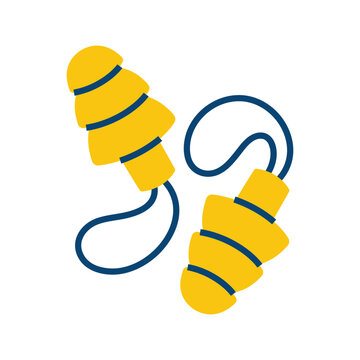 yellow earplugs with blue cord clip art preview
